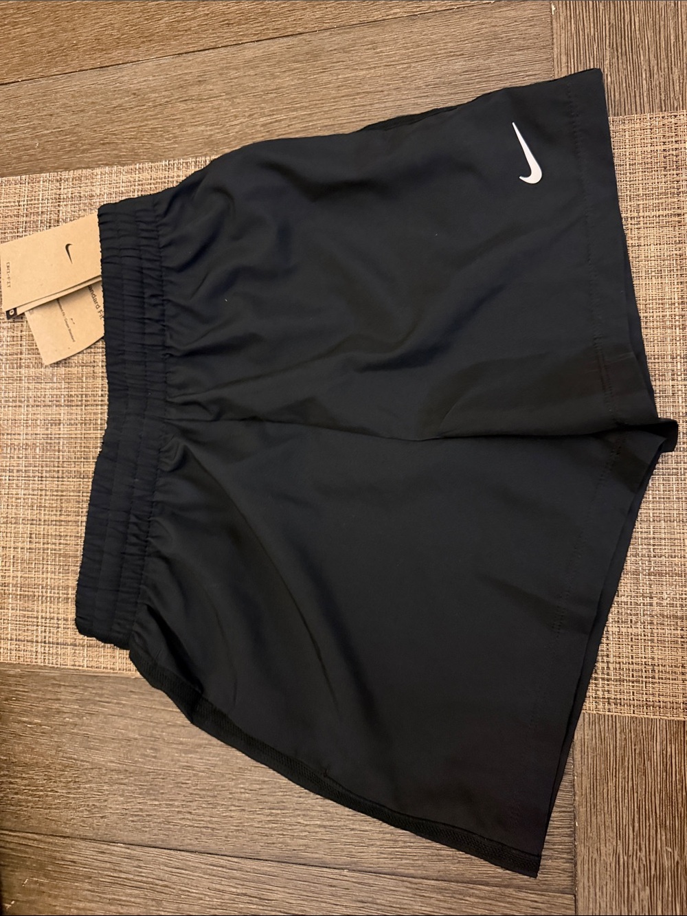Nike Kids Black Running Shorts with White Swoosh